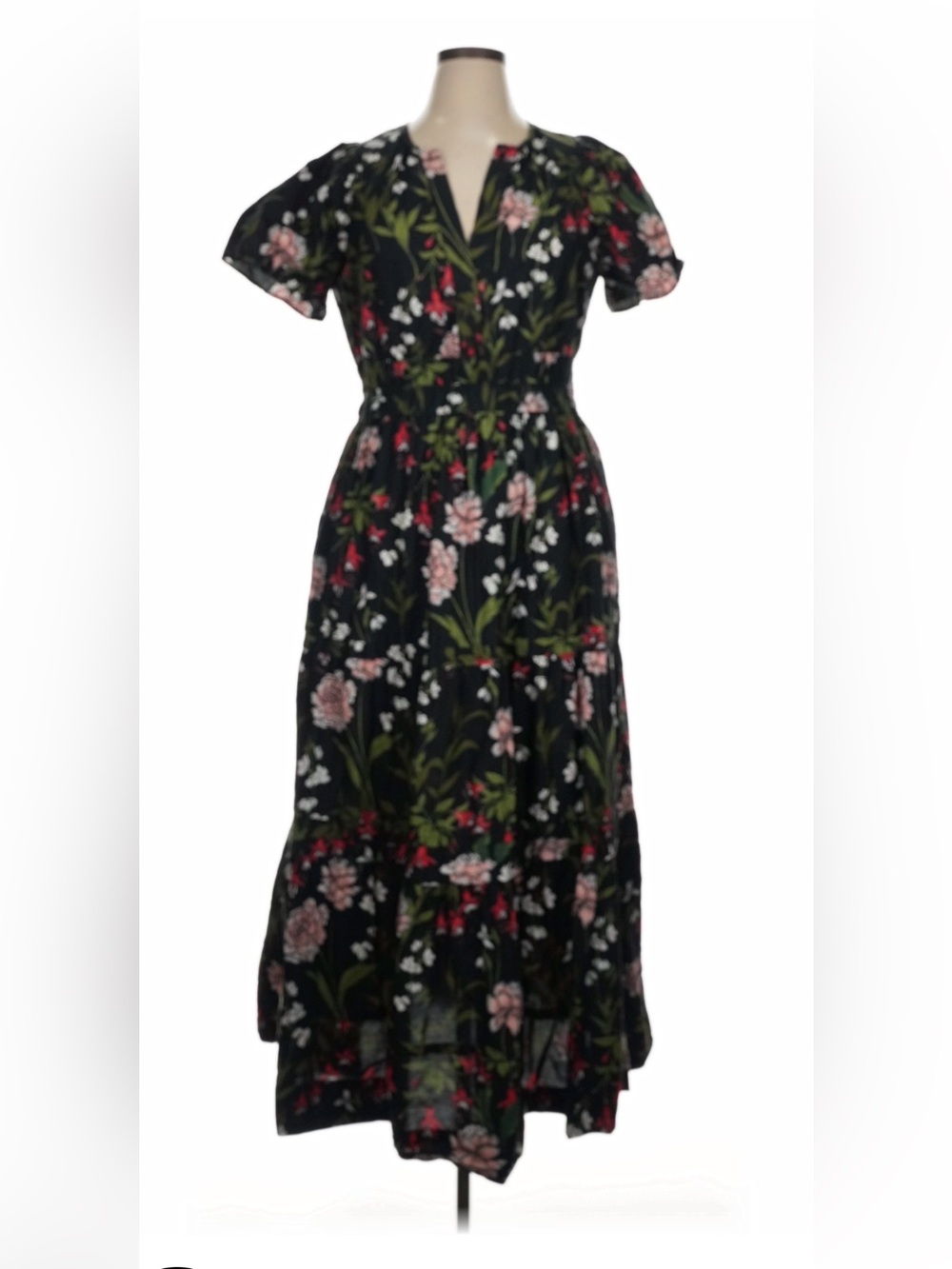 Anthropologie The Somerset Maxi Dress Tiered Smocked Waist Floral Black XL - Picture 2 of 4